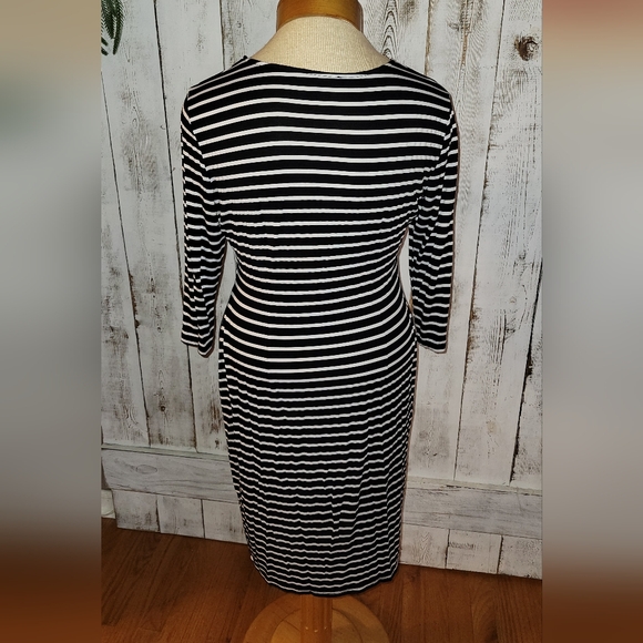 Rephyllis Black and White Striped Fitted Dress - Picture 2 of 3